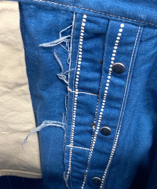 HEADLIGHT（ヘッドライト）HEADLIGHT (ヘッドライト) 9oz ウォバッシュストライプ ローバック オーバーオール ブルー サイズ:32の古着・服飾アイテム