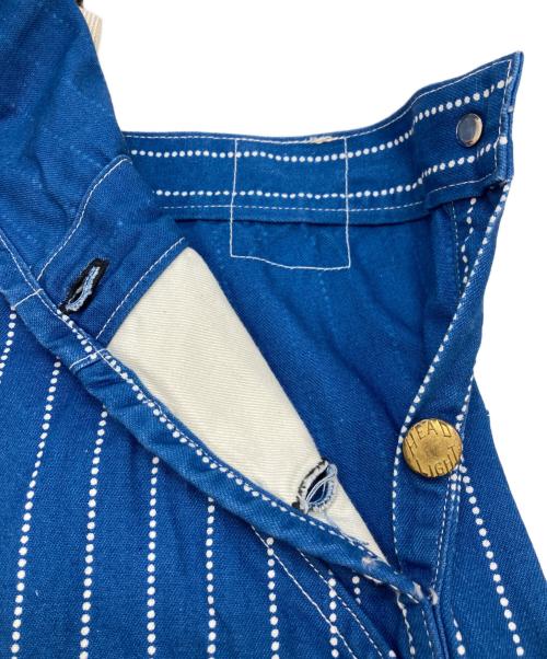 HEADLIGHT（ヘッドライト）HEADLIGHT (ヘッドライト) 9oz ウォバッシュストライプ ローバック オーバーオール ブルー サイズ:32の古着・服飾アイテム