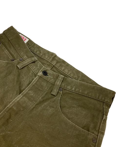 ONI DENIM（オニデニム）ONI DENIM (オニデニム) 硫化染め ハンドメイド リラックステーパードパンツ オリーブ サイズ:33の古着・服飾アイテム