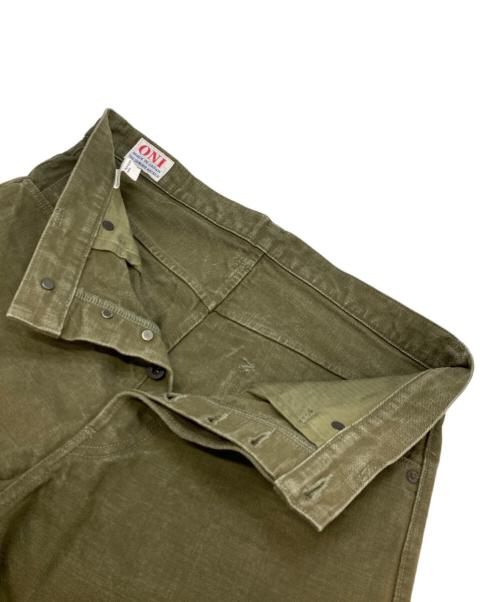 ONI DENIM（オニデニム）ONI DENIM (オニデニム) 硫化染め ハンドメイド リラックステーパードパンツ オリーブ サイズ:33の古着・服飾アイテム