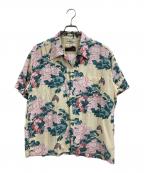 Sun Surf×葛飾北斎サンサーフ×カツシカホクサイ）の古着「SPECIAL EDITION “牡丹に胡蝶” アロハシャツ」｜ベージュ×ピンク