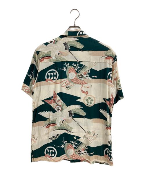 Sun Surf（サンサーフ）Sun Surf (サンサーフ) “CRANE / 鶴” アロハシャツ アイボリー×グリーン サイズ:Mの古着・服飾アイテム