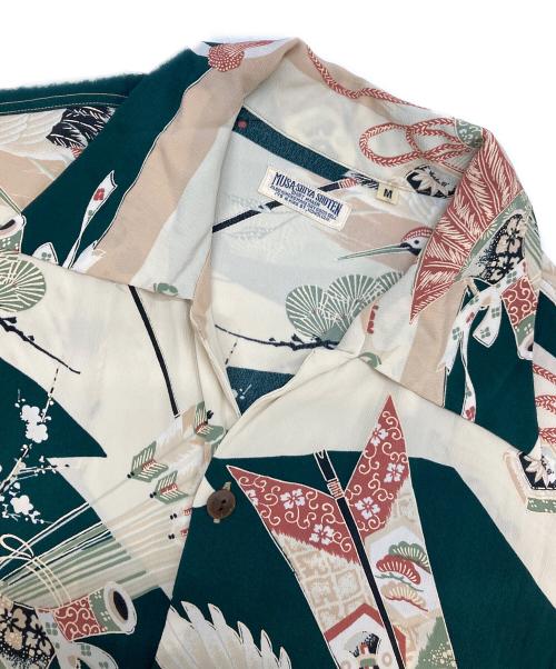 Sun Surf（サンサーフ）Sun Surf (サンサーフ) “CRANE / 鶴” アロハシャツ アイボリー×グリーン サイズ:Mの古着・服飾アイテム