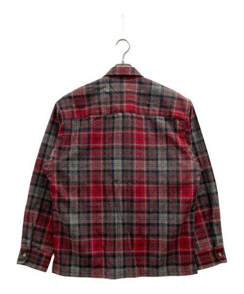 PENDLETON（ペンドルトン）PENDLETON (ペンドルトン) ヴァージンウールチェックジップアップジャケット レッド×グレー サイズ:Mの古着・服飾アイテム