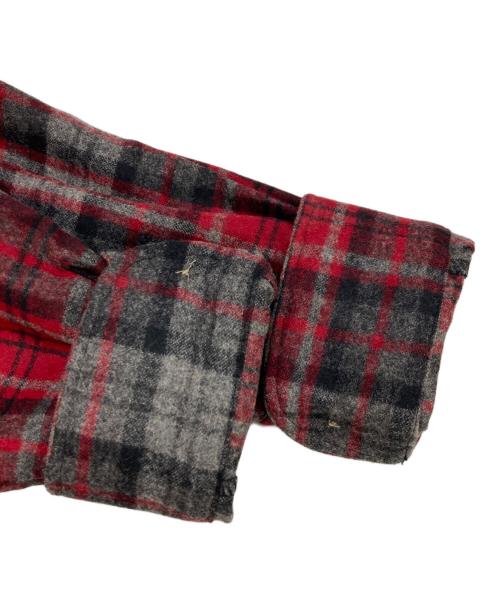 PENDLETON（ペンドルトン）PENDLETON (ペンドルトン) ヴァージンウールチェックジップアップジャケット レッド×グレー サイズ:Mの古着・服飾アイテム