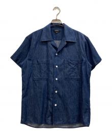 BARNEYS NEWYORK（バーニーズ・ニューヨーク）の古着「半袖デニムオープンカラーシャツ」｜ネイビー