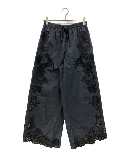 Adam et Rope（アダム エ ロペ）Adam et Rope (アダム エ ロペ) エンブロイダリーレースイージーパンツ ブラック サイズ:36の古着・服飾アイテム