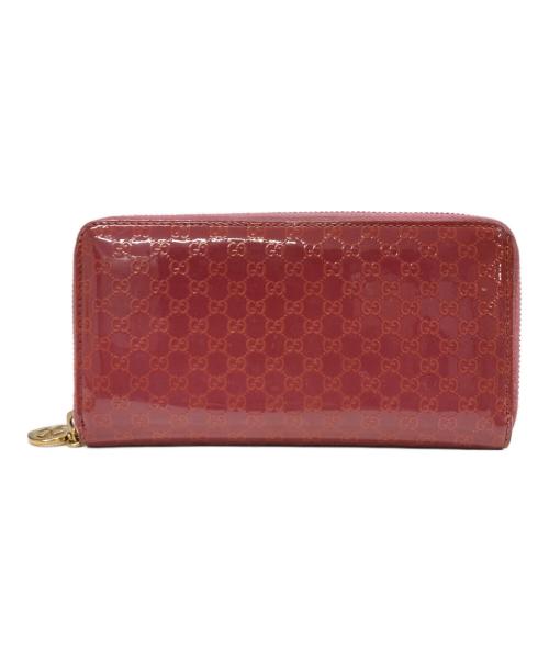 GUCCI（グッチ）GUCCI (グッチ) ラブリーライン ラウンドファスナーウォレット ピンクの古着・服飾アイテム