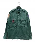 POLO RALPH LAURENポロ・ラルフローレン）の古着「VTG Retro Sportsman Fishing Rod Reel Hunting Shooting Shirt」｜グリーン
