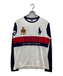 POLO RALPH LAUREN（ポロ・ラルフローレン）の古着「長袖カットソー」｜ホワイト×ネイビー
