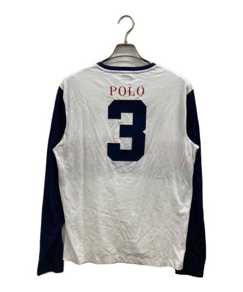 POLO RALPH LAUREN（ポロ・ラルフローレン）POLO RALPH LAUREN (ポロ・ラルフローレン) 長袖カットソー ホワイト×ネイビー サイズ:Mの古着・服飾アイテム