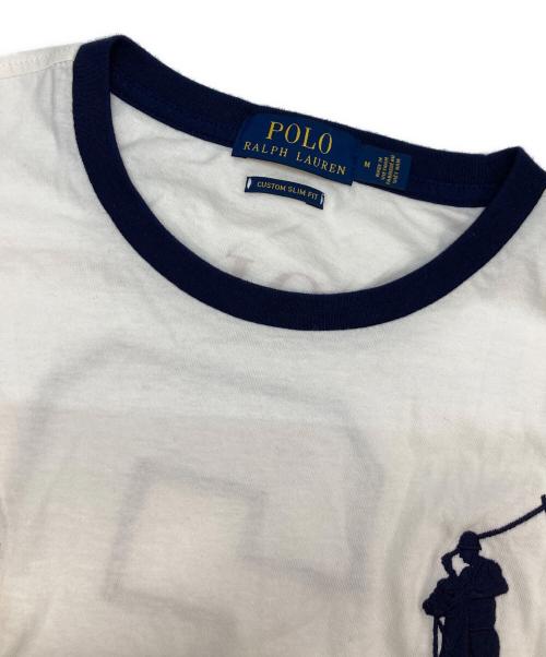 POLO RALPH LAUREN（ポロ・ラルフローレン）POLO RALPH LAUREN (ポロ・ラルフローレン) 長袖カットソー ホワイト×ネイビー サイズ:Mの古着・服飾アイテム