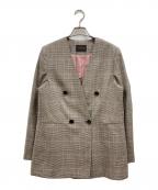 TOMORROW LAND collectionトゥモローランドコレクション）の古着「ブラウニーグレンチェック ダブルブレストジャケット」｜ベージュ