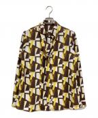 theory luxeセオリーリュクス）の古着「総柄ボウタイブラウス」｜ブラウン