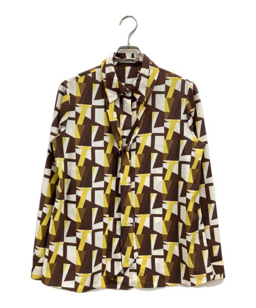 theory luxe（セオリーリュクス）theory luxe (セオリーリュクス) 総柄ボウタイブラウス ブラウン サイズ:38の古着・服飾アイテム