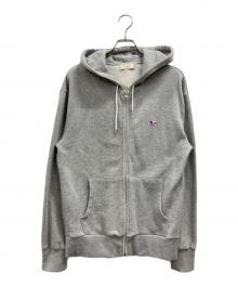 maison kitsune（メゾンキツネ）の古着「トリコロール フォックス パッチ ジップアップ パーカー」｜グレー