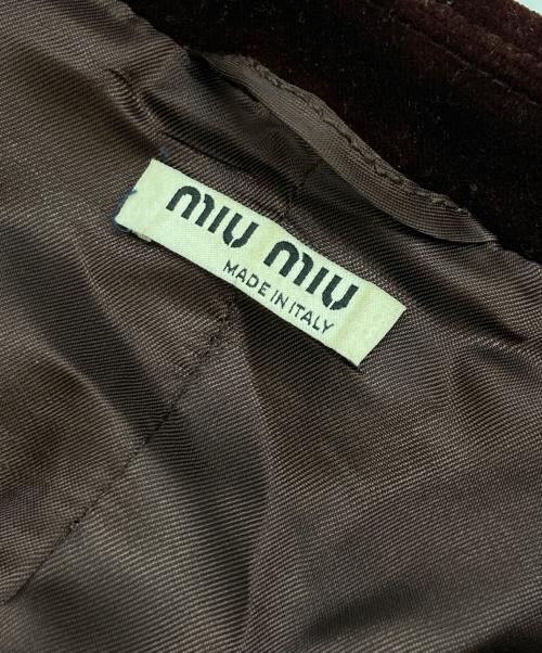 MIU MIU（ミュウミュウ）MIU MIU (ミュウミュウ) ベロアテーラードジャケット ブラウン サイズ:38の古着・服飾アイテム