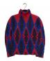 ISSEY MIYAKE（イッセイミヤケ）の古着「総柄 ハイネックプリーツカットソー」｜レッド×ブルー