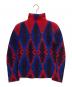 ISSEY MIYAKE (イッセイミヤケ) 総柄 ハイネックプリーツカットソー レッド×ブルー サイズ:不明(実寸参照)：10000円