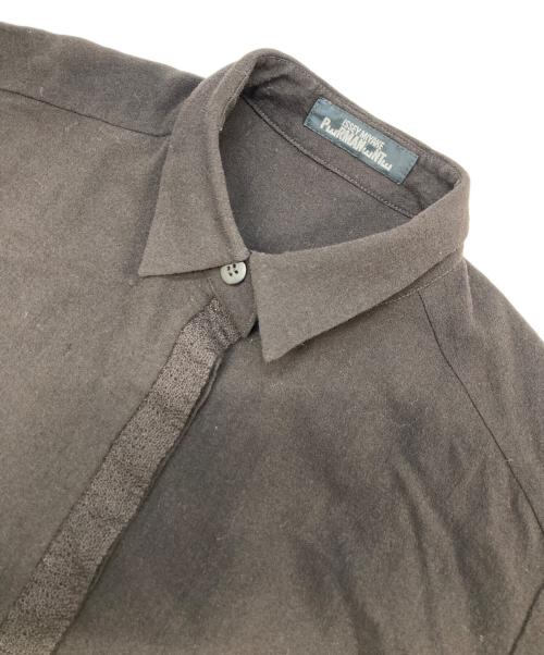 ISSEY MIYAKE PERMANENTE（イッセイミヤケ ペルマネンテ）ISSEY MIYAKE PERMANENTE (イッセイミヤケ ペルマネンテ) 比翼シャツ ブラウン サイズ:不明(実寸参照)の古着・服飾アイテム