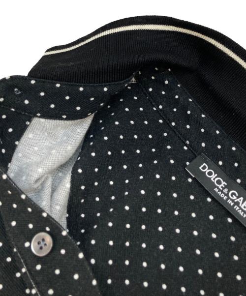 DOLCE & GABBANA（ドルチェ＆ガッバーナ）DOLCE & GABBANA (ドルチェ＆ガッバーナ) ドットポロシャツ ブラック×ホワイト サイズ:44の古着・服飾アイテム