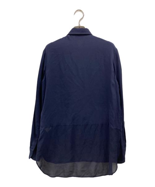 POLO RALPH LAUREN（ポロ・ラルフローレン）POLO RALPH LAUREN (ポロ・ラルフローレン) 比翼シルクシャツブラウス ネイビー サイズ:XSの古着・服飾アイテム