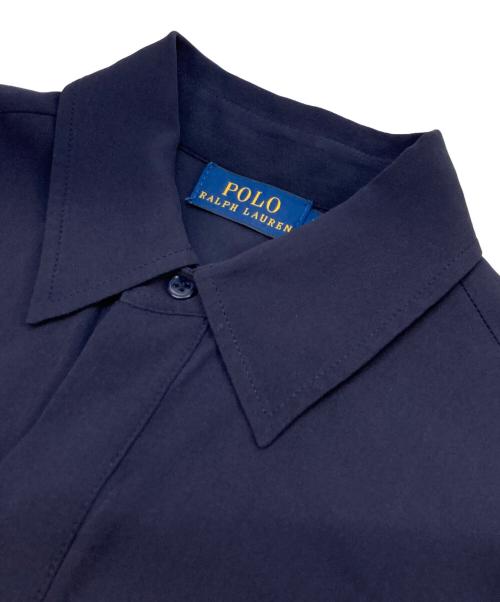 POLO RALPH LAUREN（ポロ・ラルフローレン）POLO RALPH LAUREN (ポロ・ラルフローレン) 比翼シルクシャツブラウス ネイビー サイズ:XSの古着・服飾アイテム