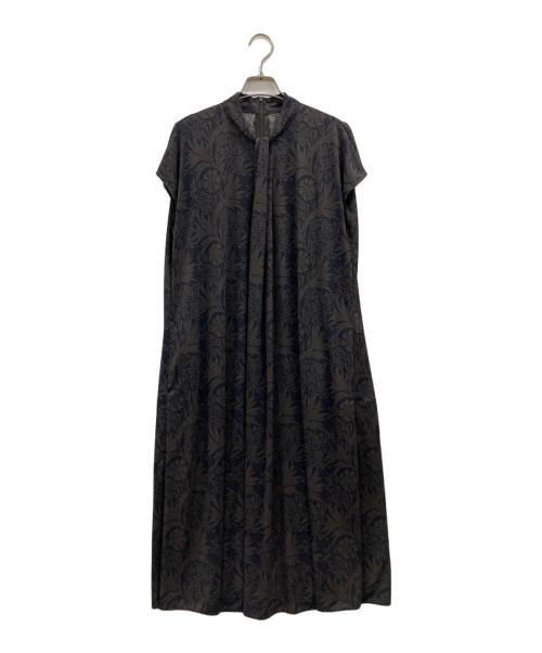 MACKINTOSH LONDON（マッキントッシュ ロンドン）MACKINTOSH LONDON (マッキントッシュ ロンドン) ボタニカルギャザーワンピ―ス ブラウン サイズ:38の古着・服飾アイテム