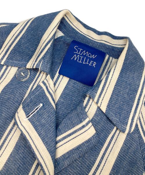 SIMON MILLER（サイモンミラー）SIMON MILLER (サイモンミラー) ストライプダブルコート ブルー×ホワイト サイズ:1の古着・服飾アイテム