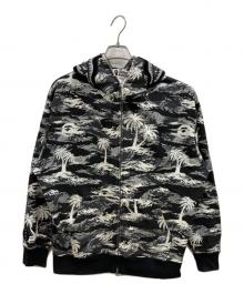 A BATHING APE（アベイシングエイプ）の古着「BAPE Palm Tree Camo Relaxed Fit Shark Full Zip Hoodie」｜ホワイト×ブラック