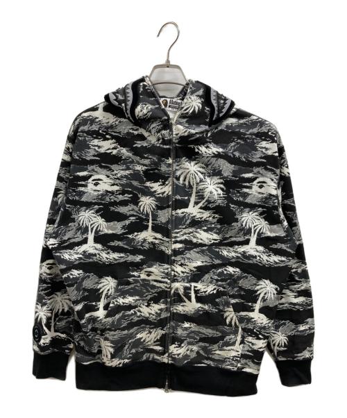 A BATHING APE（アベイシングエイプ）A BATHING APE (アベイシングエイプ) BAPE Palm Tree Camo Relaxed Fit Shark Full Zip Hoodie ホワイト×ブラック サイズ:Mの古着・服飾アイテム