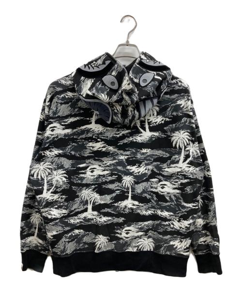 A BATHING APE（アベイシングエイプ）A BATHING APE (アベイシングエイプ) BAPE Palm Tree Camo Relaxed Fit Shark Full Zip Hoodie ホワイト×ブラック サイズ:Mの古着・服飾アイテム
