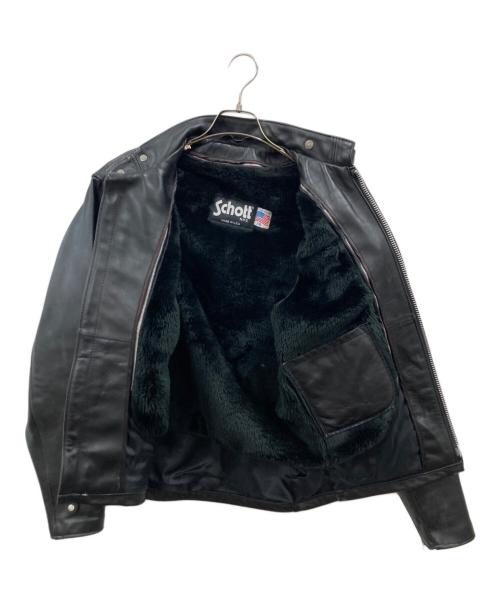 Schott（ショット）Schott (ショット) 641ファーライナー付きシングルライダースジャケット ブラック サイズ:38の古着・服飾アイテム