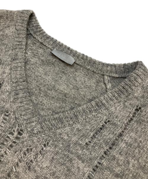 DIOR HOMME（ディオール オム）DIOR HOMME (ディオール オム) クラッシュビーズニット グレー サイズ:Mの古着・服飾アイテム