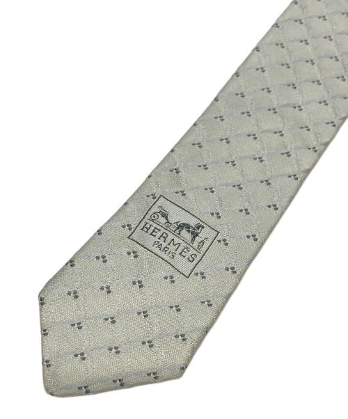 HERMES（エルメス）HERMES (エルメス) 総柄シルクネクタイ 黄緑 サイズ:不明(実寸参照)の古着・服飾アイテム