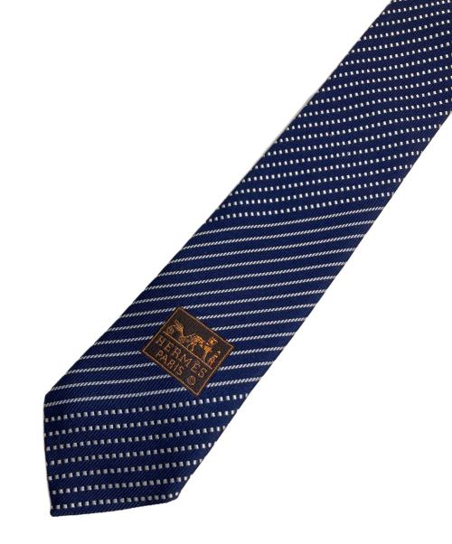 HERMES（エルメス）HERMES (エルメス) シルクネクタイ ネイビー サイズ:不明(実寸参照)の古着・服飾アイテム