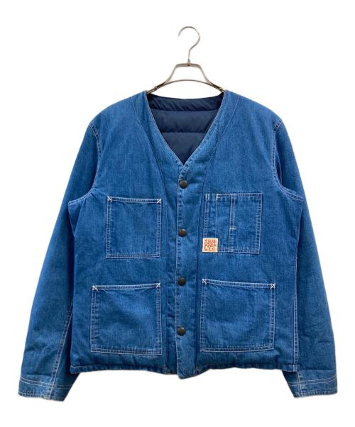 SUGAR CANE（シュガーケーン）SUGAR CANE (シュガーケーン) ノーカラーインナーダウンデニムジャケット インディゴ サイズ:Mの古着・服飾アイテム