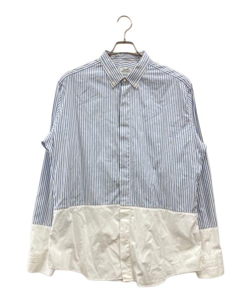 HERMES（エルメス）HERMES (エルメス) セリエボタンストライプ比翼シャツ ブルー サイズ:43の古着・服飾アイテム