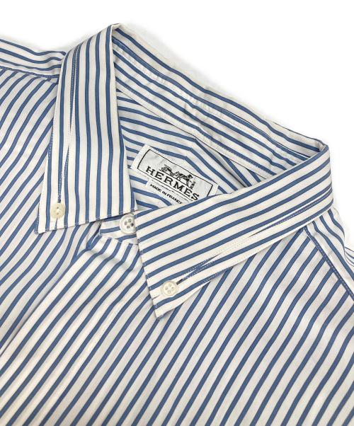 HERMES（エルメス）HERMES (エルメス) セリエボタンストライプ比翼シャツ ブルー サイズ:43の古着・服飾アイテム