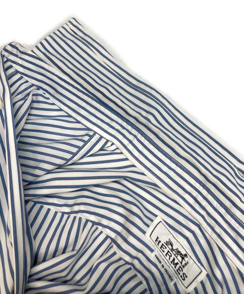 HERMES（エルメス）HERMES (エルメス) セリエボタンストライプ比翼シャツ ブルー サイズ:43の古着・服飾アイテム