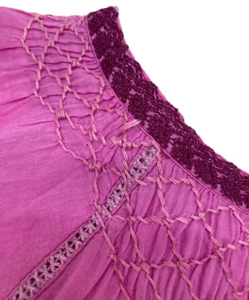Velnica（ヴェルニカ）Velnica (ヴェルニカ) ティアード刺繍ワンピース ピンク サイズ:不明(実寸参照)の古着・服飾アイテム
