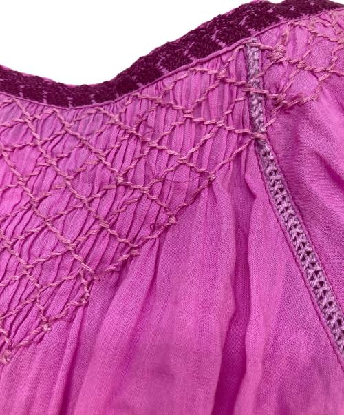 Velnica（ヴェルニカ）Velnica (ヴェルニカ) ティアード刺繍ワンピース ピンク サイズ:不明(実寸参照)の古着・服飾アイテム