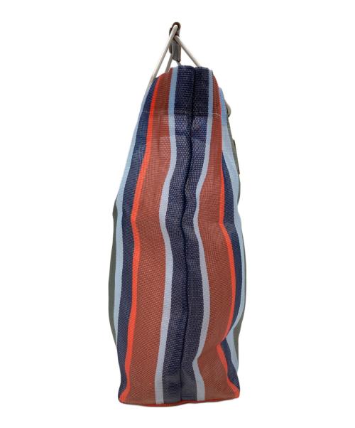 MARNI（マルニ）MARNI (マルニ) フラワーカフェストライプトートバッグ ブルー×ブラウンの古着・服飾アイテム