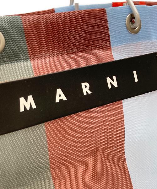 MARNI（マルニ）MARNI (マルニ) フラワーカフェストライプトートバッグ ブルー×ブラウンの古着・服飾アイテム