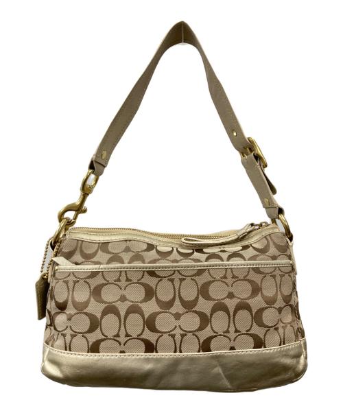 COACH（コーチ）COACH (コーチ) ショルダーバッグ ベージュ×ブラウン×ゴールドの古着・服飾アイテム