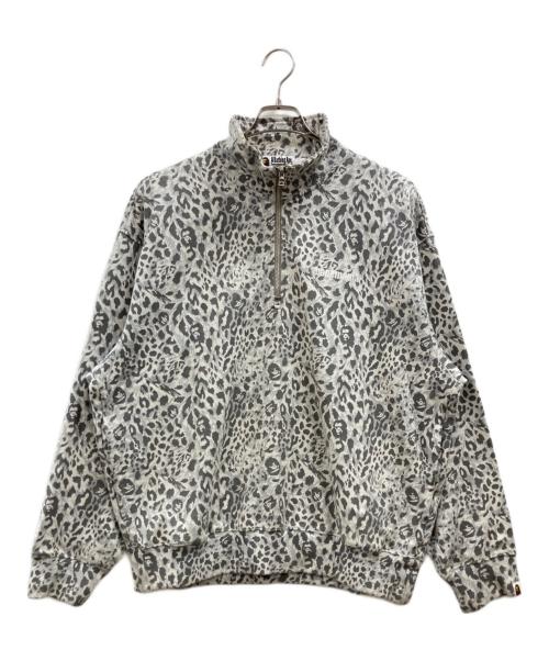 A BATHING APE（アベイシングエイプ）A BATHING APE (アベイシングエイプ) WILD LEOPARD PATTERN RELAXED FIT HALF ZIP SWEATSHIRT グレー サイズ:Lの古着・服飾アイテム