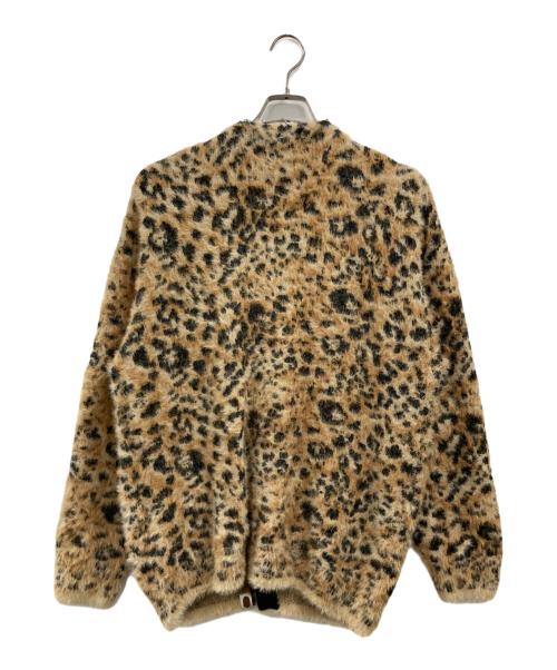A BATHING APE（アベイシングエイプ）A BATHING APE (アベイシングエイプ) WILD LEOPARD PATTERN SHAGGY KNIT CARDIGAN ブラウン サイズ:Mの古着・服飾アイテム