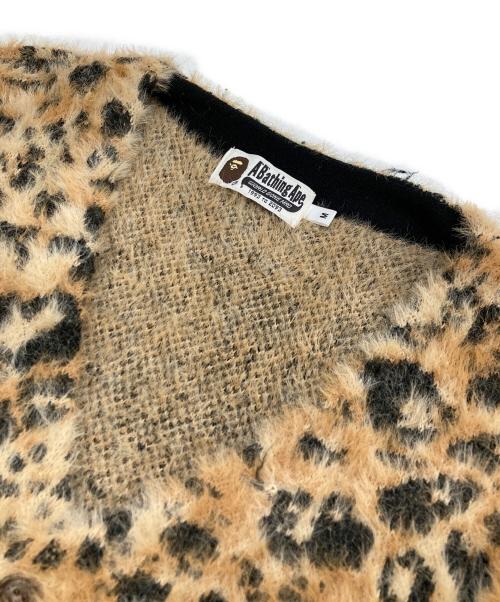 A BATHING APE（アベイシングエイプ）A BATHING APE (アベイシングエイプ) WILD LEOPARD PATTERN SHAGGY KNIT CARDIGAN ブラウン サイズ:Mの古着・服飾アイテム
