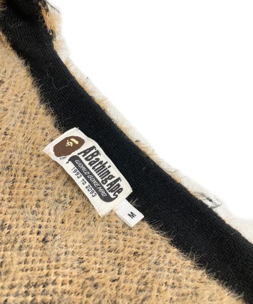 A BATHING APE（アベイシングエイプ）A BATHING APE (アベイシングエイプ) WILD LEOPARD PATTERN SHAGGY KNIT CARDIGAN ブラウン サイズ:Mの古着・服飾アイテム