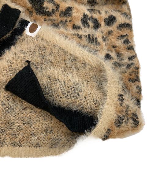 A BATHING APE（アベイシングエイプ）A BATHING APE (アベイシングエイプ) WILD LEOPARD PATTERN SHAGGY KNIT CARDIGAN ブラウン サイズ:Mの古着・服飾アイテム